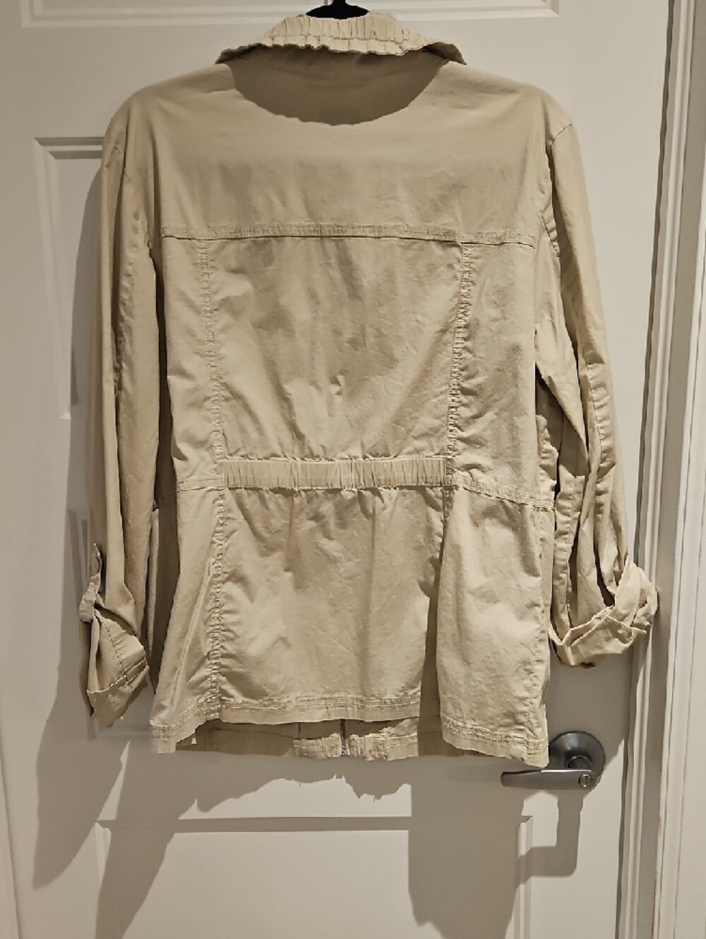 cleo Beige Utility Jacket with Zip Front - Picture 5 of 6